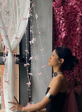 速发场色花朵云拍饰道具打卡点粉景布置装饰咖啡店吊照情人节