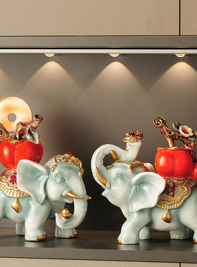 速发大象摆饰一奢创意家居客厅玄关电视酒柜轻对高档装饰乔迁新居