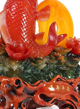 速发金龙品摆件连年有余鲤鱼工艺礼品厅饰家居客摆饰鱼平安扣摆设