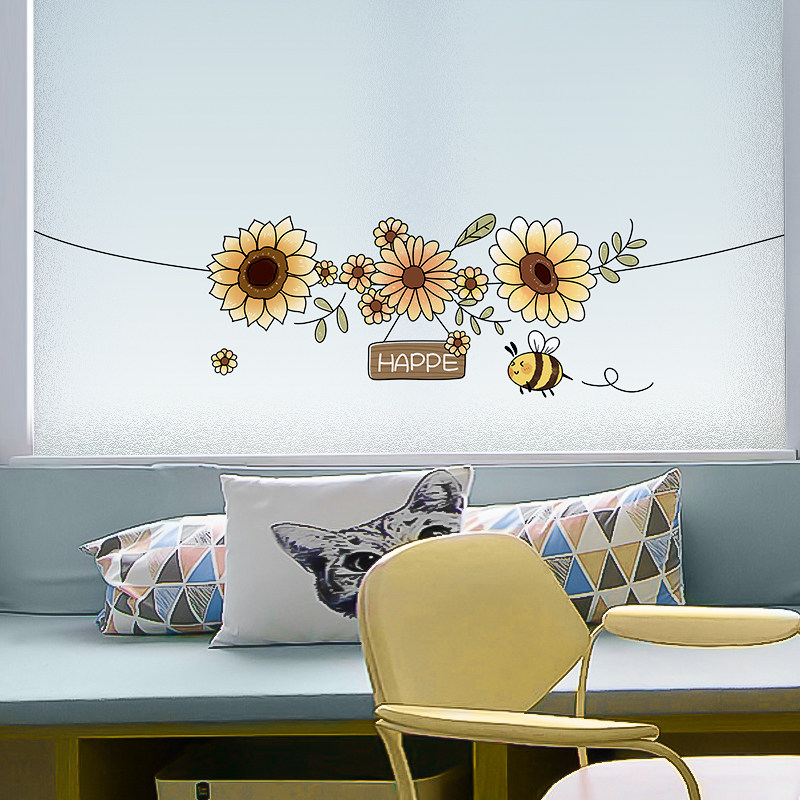 速发小仙房间装饰品书房玻璃窗膜磨砂飘窗台玻璃窗贴静璃贴玻电贴 - 图3