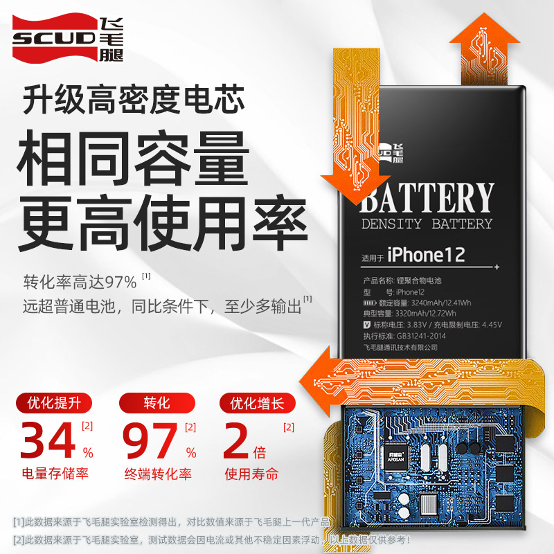 飞毛腿苹果12电池 iPhone11手机11pro正品8plus苹果X/xr/xs max/s适用13电池更换14mini服务德赛XR官方旗舰店 - 图1