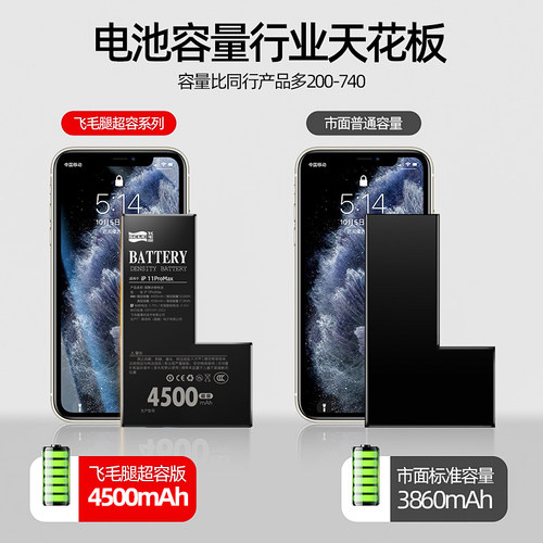 【3C认证-顺丰】飞毛腿适用于苹果X电池 iphone xr xs max手机苹果6/6s/7/8/plus超大容量德赛正品官方旗舰店 - 图1