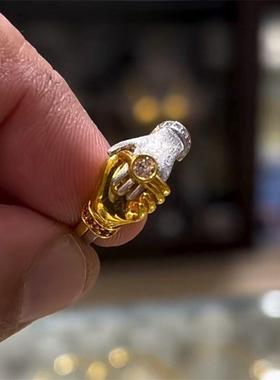 创意拥抱手戒指小众设计艺术个性独特时尚高级感情侣对戒叠戴指环