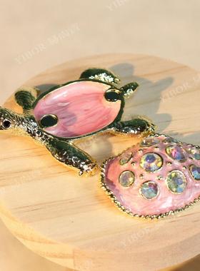 跨境热销珐琅小乌龟摆件特色手工艺品轻奢网红装饰礼物首饰盒