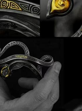 《太一精魄》蟠虺升龙登阶博山手镯复古做旧手工独特开口手环饰品