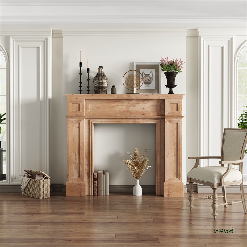 美式实木复古民宿壁炉装饰柜法式欧式简约壁炉架置物婚礼摄影道具 - 图0