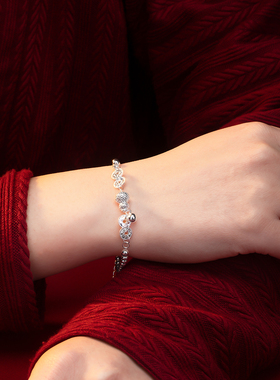 阿玉银器馆990纯银葫芦手链女足银古法福禄银珠手串轻奢小众精致