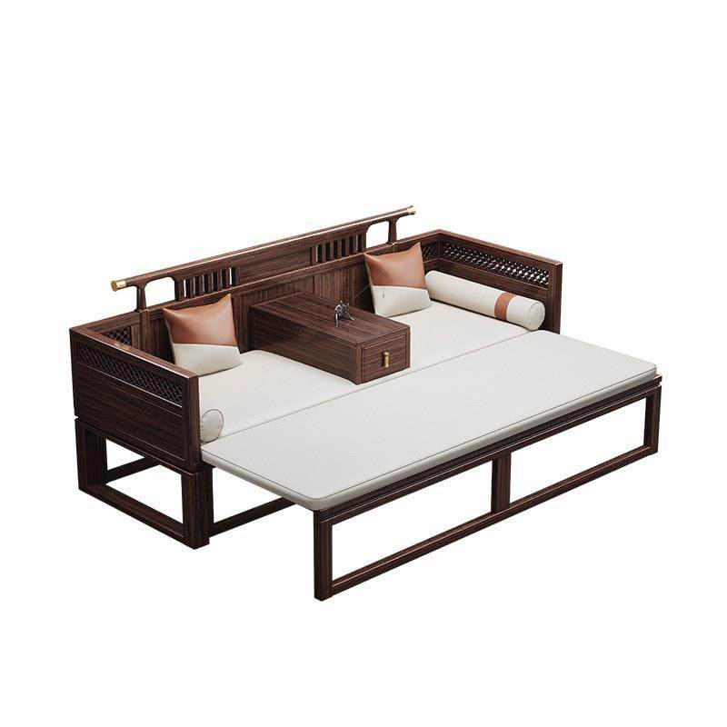 新式乌木实木罗汉中式客36862厅中小户型推金拉伸缩躺椅沙发WJ床1,淘宝优惠券,粉丝福利购,淘宝优惠卷