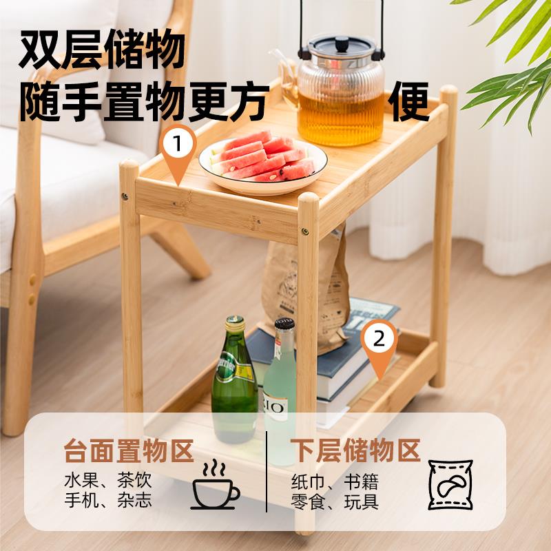新款可移动茶几中古风小推车沙发边几客厅零食置物架家用小户型置 - 图3