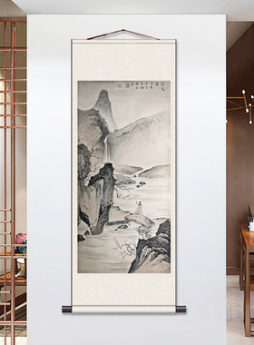 陈少梅山水画松泉图名家卷轴挂画中式客厅玄关茶室酒店包房装饰画