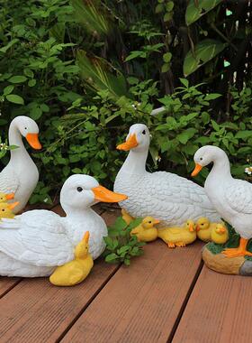 户外仿真动物鸭子摆件白鸭模型树脂工艺假山水池造景庭院花园装饰