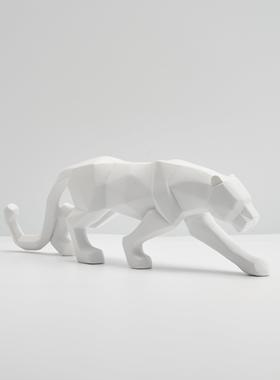 几何切面豹子树脂工艺品猎豹摆件北欧家装轻奢创意客厅家居饰品