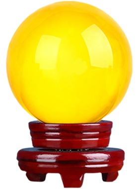 速发黄星晶球摆件玻璃圆球十二水座摄影透明家居客厅礼饰店铺开业