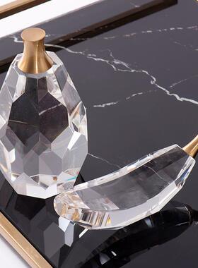 现代透明水晶香蕉梨桌饰摆件意式轻ML8761面奢样板房视间电酒柜装