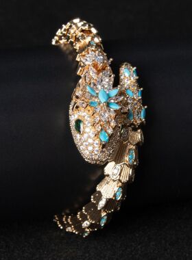 欧美跨境批发女式高级感女不掉色饰品ins蛇手镯女款金色手镯