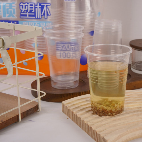 妙洁一次性杯子塑料杯家用中大号纸杯透明水杯加厚办公商用航空杯 - 图3