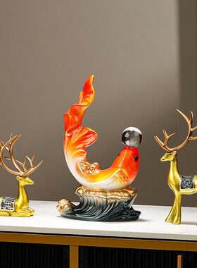 速发锦年有余桌面摆件级意高创感家居展示架年鲤鱼装饰品乔迁礼物