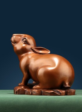 速发 纯紫铜生肖兔摆摆家居办饰室工艺礼品件公兔年生日