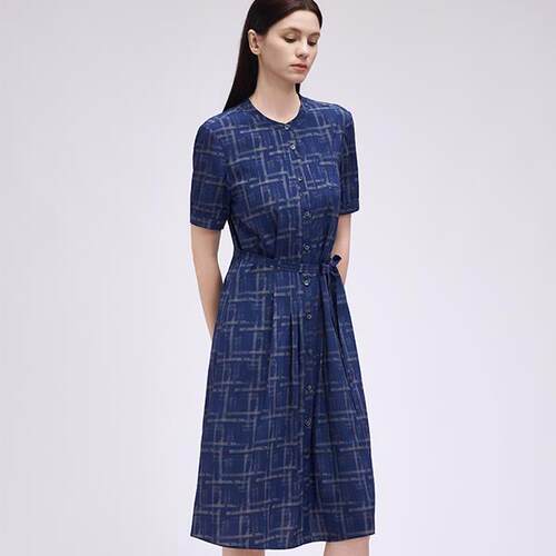 柯罗芭夏季专柜同款青黛蓝格纹连衣裙 【A】 LI6089(AUN) ￥4690 - 图2