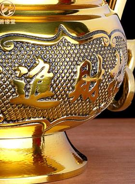 善缘堂黄铜香炉碗有耳有字铜炉家用室内供佛插香铜炉桌面摆件大号