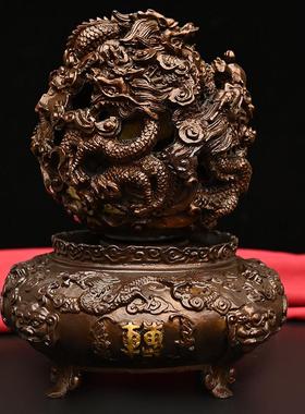 铜九转干 干坤鼎摆件纯铜时来运转九龙戏珠鼎扭转干 干坤青龙鼎招