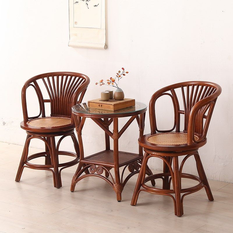 藤编小转椅三件套l 藤椅户外室内餐椅客厅休闲椅阳台椅老人椅套装,淘宝优惠券,粉丝福利购,淘宝优惠卷