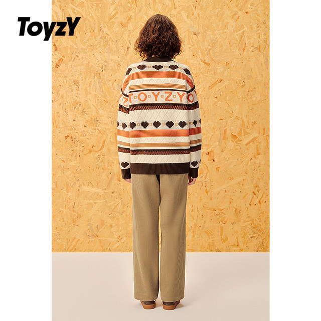 ToyzY wool blend fun jacquard lazy sweater