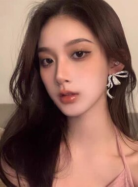 银针镶钻花朵水滴流苏耳环欧美