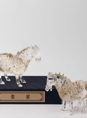 新中式现代创意树脂马摆件样板间售楼处家居客厅隔断层博古架装饰