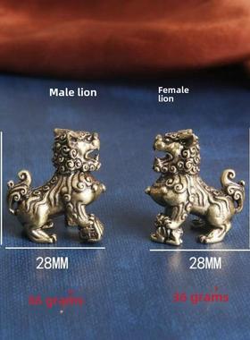 铜门型狮子（一对）大门桌面铜饰品镇屋小狮子家装财富饰品