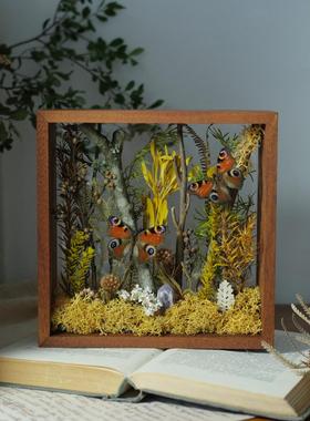 双面玻璃蝴蝶标本微景观科普儿童昆虫摆件干燥花植物相框个性礼物