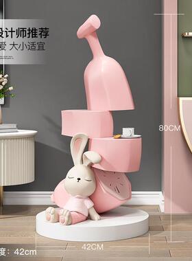 大型兔子卡通托盘落地摆件家居饰品客厅沙发边几茶几乔迁新居礼品