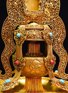 速发藏传供佛饰品瓶铜鎏用长寿宝瓶家金供佛摆件十二寸宝纯尼泊尔