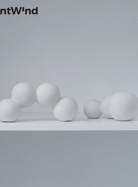 ins侘寂风素烧陶瓷抽q象艺术组合摆件小号圆形家居电视柜桌面软装