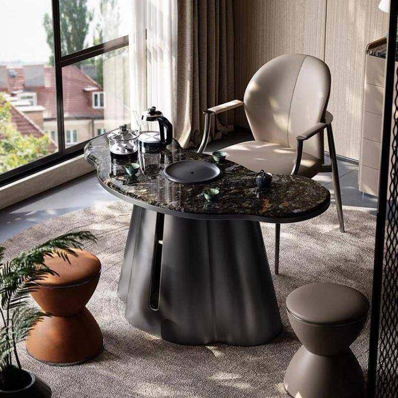 轻奢阳北桌美黑胡桃木茶端台桌客厅高MVJ不锈钢茶台椅休闲极简茶,淘宝优惠券,粉丝福利购,淘宝优惠卷