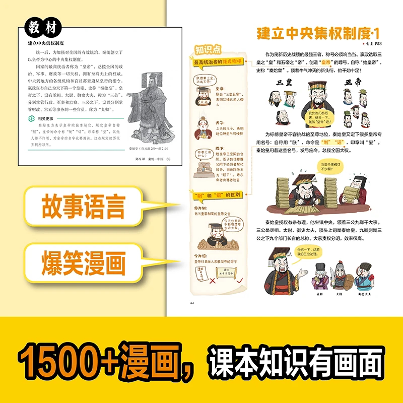 【抖音同款】初中历史漫画书提前学知识点汇总小学初中通用同步教材思维导图历史时间轴大事年表童书七年级上下册人教版一本通开心