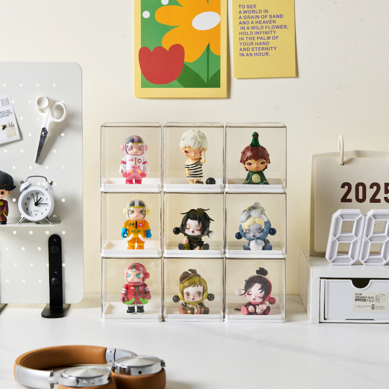 RMAX blind box figure storage box acrylic transparent labubu bubble mart single doll dustproof display cabinet