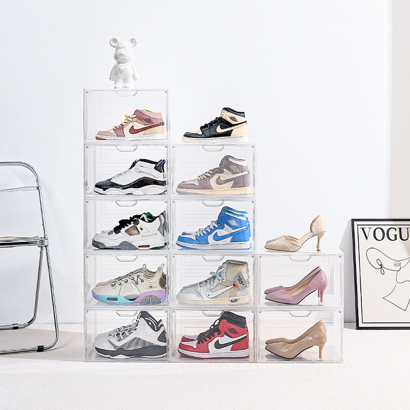 RMAX透明鞋盒球鞋收纳盒亚克力磁吸塑料折叠鞋柜架家用省空间神器,淘宝优惠券,粉丝福利购,淘宝优惠卷