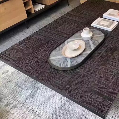 比利时ANCESTORS柚木手工雕花茶几北欧客厅茶台表情小户型咖啡桌 - 图1