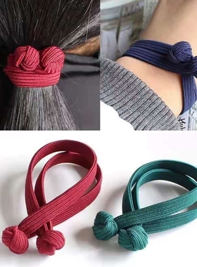 双头打结头绳高弹力绳结绑头发绑