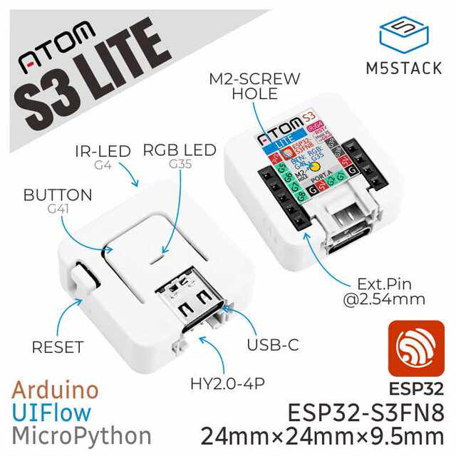 Official M5Stack AtomS3 Lite ESP32-S3 programmable controller embedded IoT application