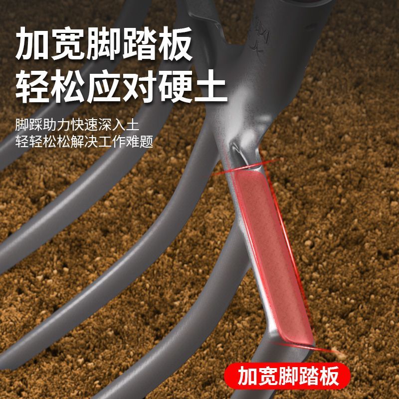 德国进口翻地松土神器开荒挖土姜大葱叉种菜钢叉农用工具四齿叉子 - 图3