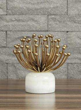 欧式金3-30-5属摆件葵装花摆件间大理品石美式家居饰饰样板欧式客