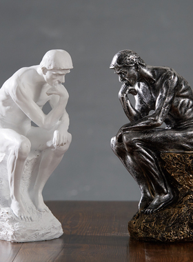 创意人物雕塑思考者n沉思者摆件客厅书房样板房办公室装饰品小摆