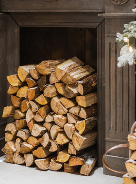 原木柴火装饰摆i饰壁炉橱窗陈列耶诞木柴露营摄影道具木头木材