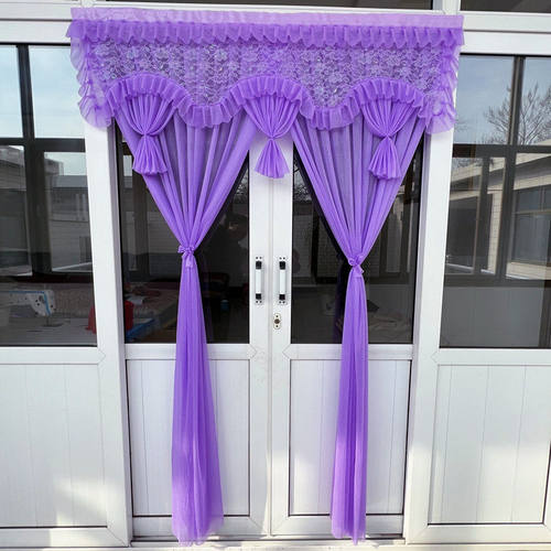 红色绣花门帘魔术贴农村结婚门帘C家用魔术贴夏季窗帘隔断布艺卧 - 图3