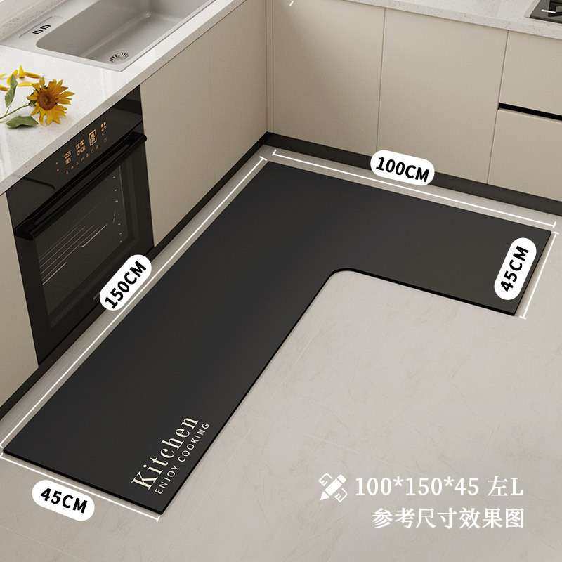 简约纯色厨房专用地垫拐角L型硅藻泥防滑吸水速干装饰易打理脚垫,淘宝优惠券,粉丝福利购,淘宝优惠卷