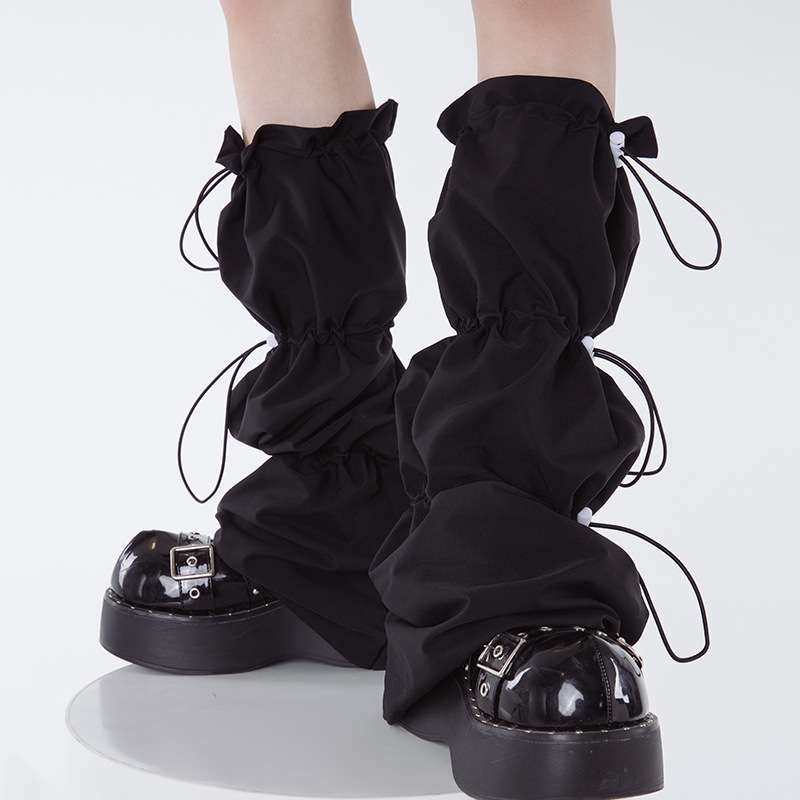 个性抽绳速干腿套Y2K白色袜套工装风宽松堆堆袜亚文化机车风靴套,淘宝优惠券,粉丝福利购,淘宝优惠卷