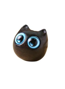 黑檀雕刻异瞳小猫咪立体镶嵌猫头吊坠钥匙扣手机链创意配件工艺品