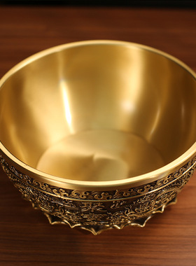 双龙聚宝盆满载琉璃元宝铜钱百福聚宝客厅店铺桌面摆件家用装饰品